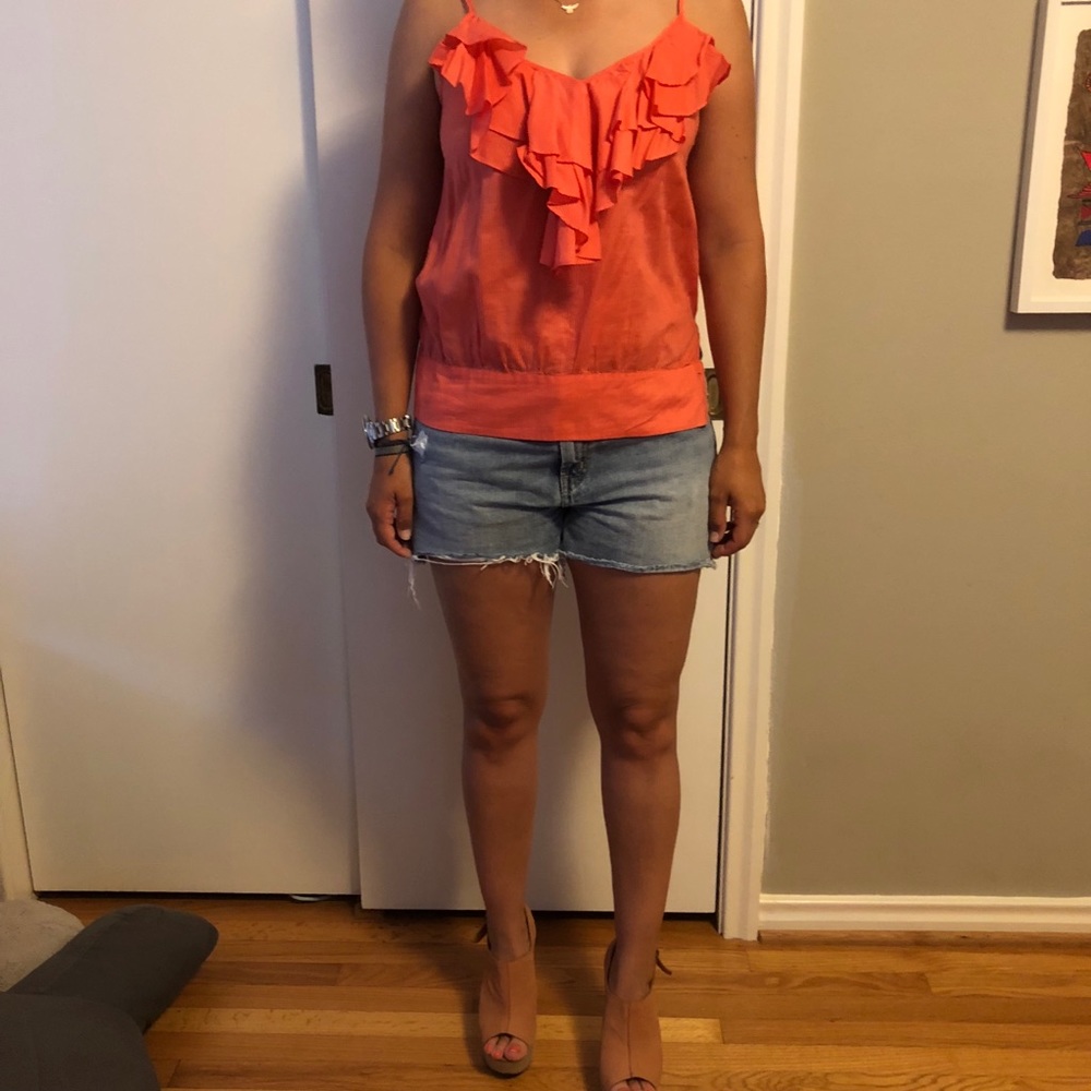 Akiabara Coral Ruffle Top